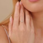 14K Solid Gold 3 Natural Diamond Engagement Ring - Image 3