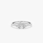 14K Solid Gold 3 Natural Diamond Engagement Ring - Image 4
