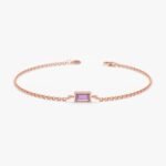 14K Solid Gold Amethyst Birthstone Bracelet - Image 3