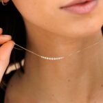 Ascending Curved Diamond Bar Necklace - Image 4