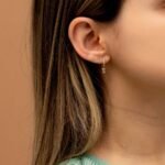 14K Solid Gold Baguette-Cut Sapphire & Natural Diamond Charm Huggies - Image 6