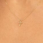 Bezel Natural Diamond Mini Cross Necklace - Image 6