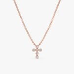 Bezel Natural Diamond Mini Cross Necklace - Image 4