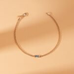 14K Solid Gold Blue Topaz Cuban Chain Bracelet - Image 3