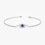 18k Solid Gold Bold Sapphire Diamond Eye Bracelet - Image 2