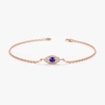 18k Solid Gold Bold Sapphire Diamond Eye Bracelet - Image 3