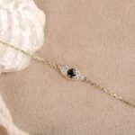 18k Solid Gold Bold Sapphire Diamond Eye Bracelet - Image 5