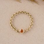 14K Solid Gold Citrine Chain Ring - Image 2