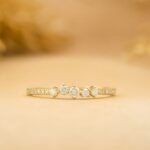 14K Solid Gold Cluster Natural Diamond Stacking Ring - Image 5