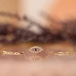18k Solid Gold Dainty Diamond & Sapphire Evil Eye Bracelet - Image 4