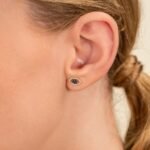 Natural Diamond & Sapphire Eye Stud Earrings - Image 4