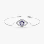 18k Solid Gold Diamond & Sapphire Lucky Eye Bracelet - Image 2