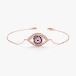 18k Solid Gold Diamond & Sapphire Lucky Eye Bracelet - Image 4