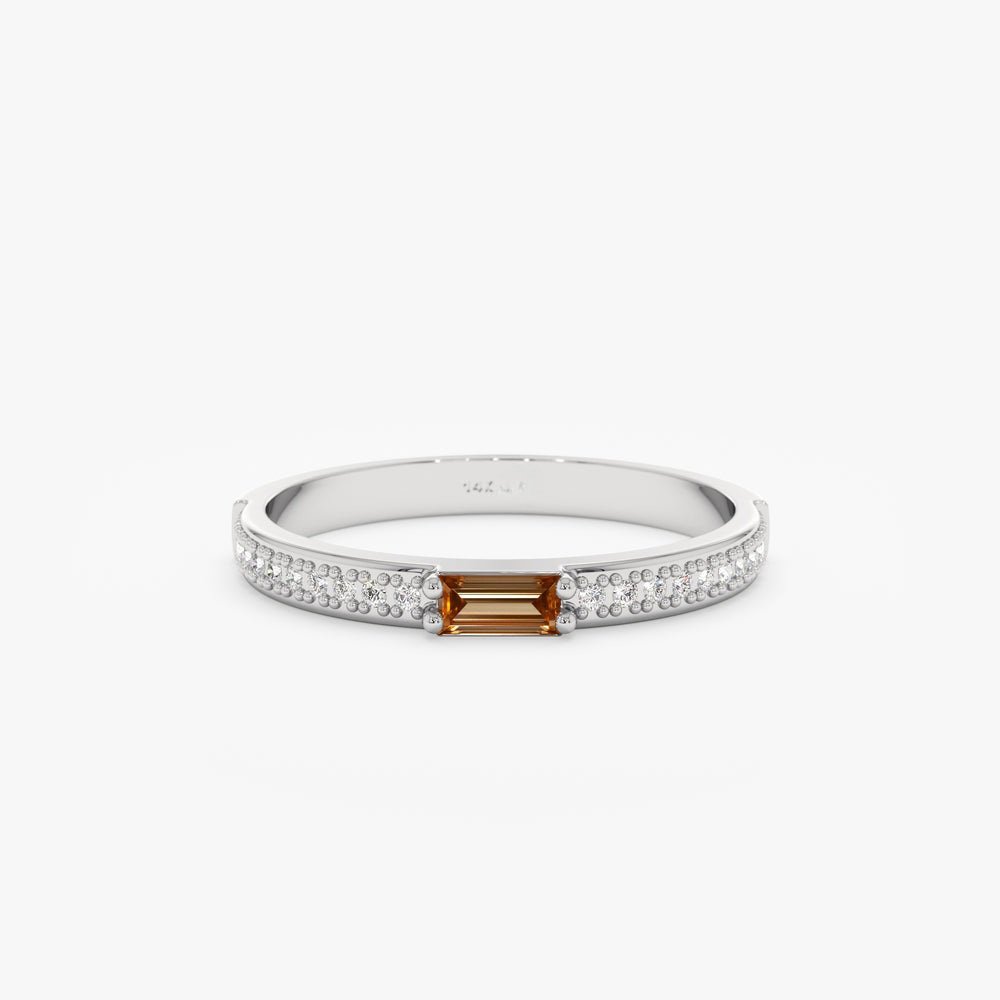 Diamond and Baguette Citrine Ring