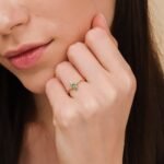 14K Solid Gold Diamond and Marquise Emerald Ring - Image 5
