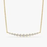 Ascending Curved Diamond Bar Necklace