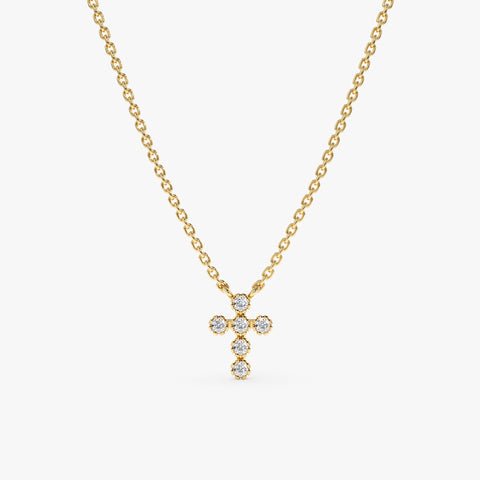 Bezel Diamond Mini Cross Necklace