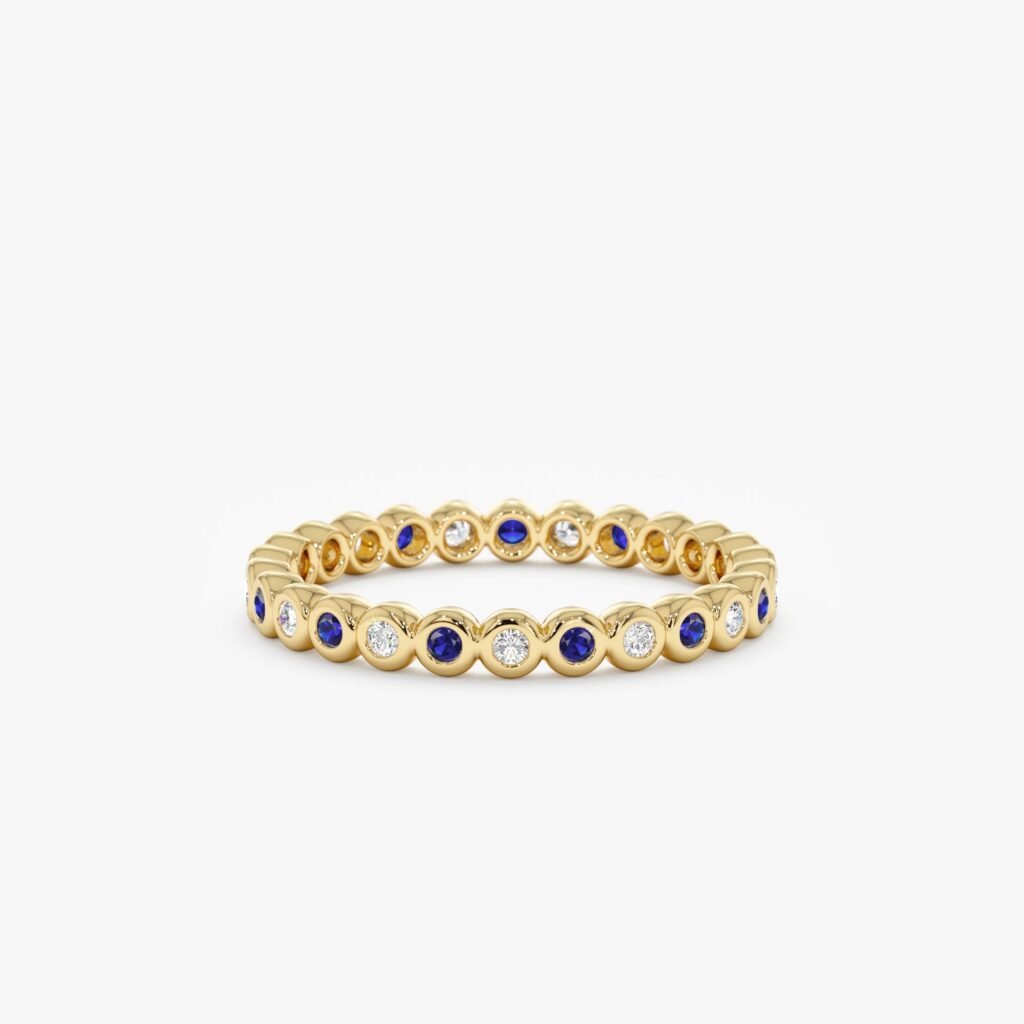 Bezel Sapphire and Diamond Eternity Band