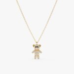 Black & White Diamond Teddy Bear Necklace
