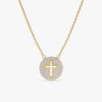 Cross Cutout Diamond Disc Necklace