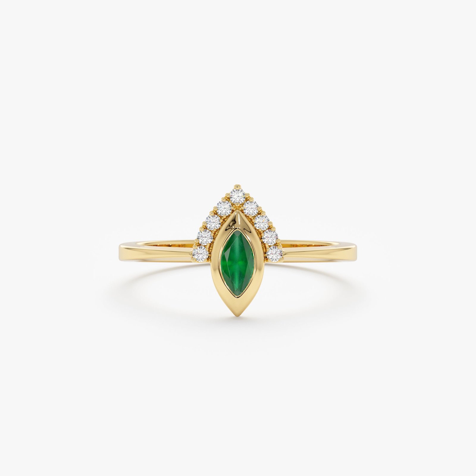 Diamond and Marquise Emerald Ring, Branca Diamond and Marquise Emerald Ring