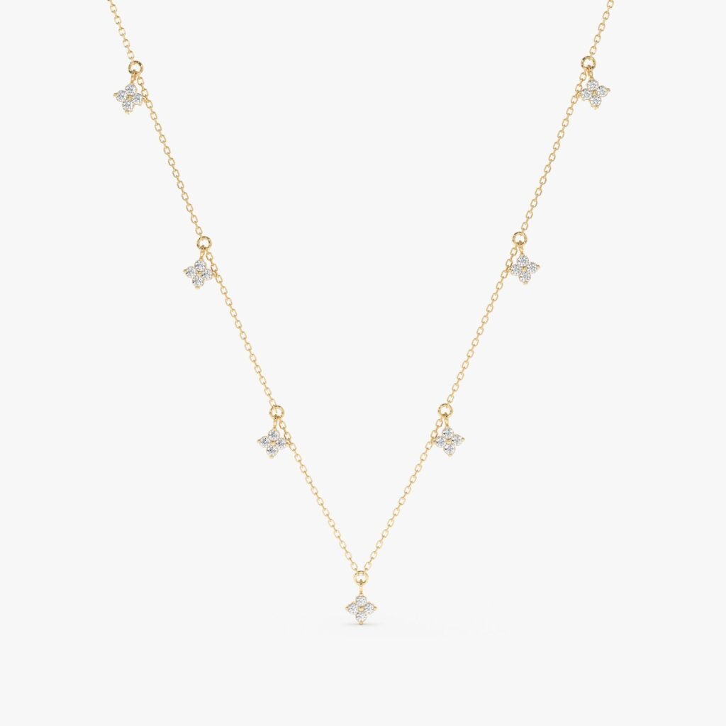 Diamond Clovers Drop Necklace