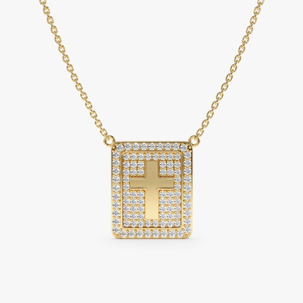 Diamond Cross Tablet Necklace
