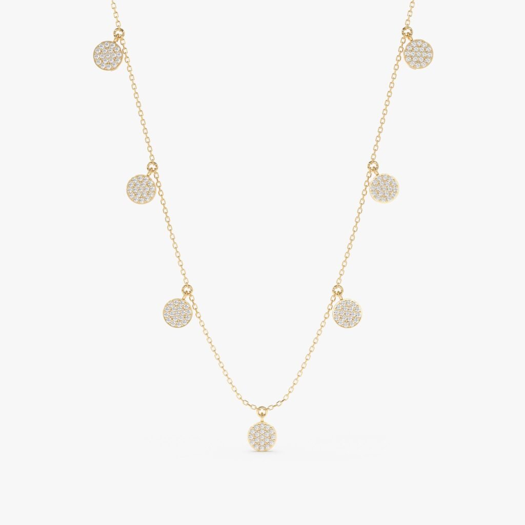 Diamond Disc Drop Necklace