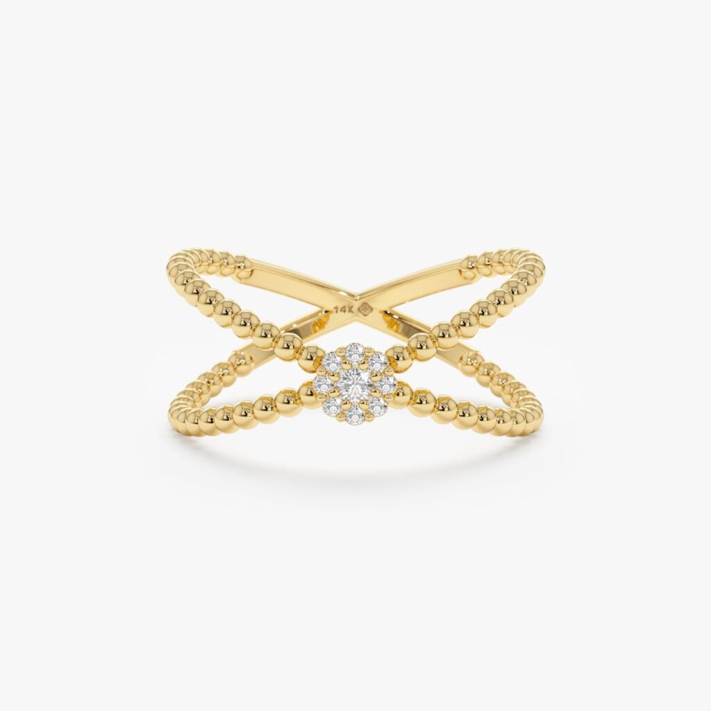 Diamond Flower Beaded X Ring