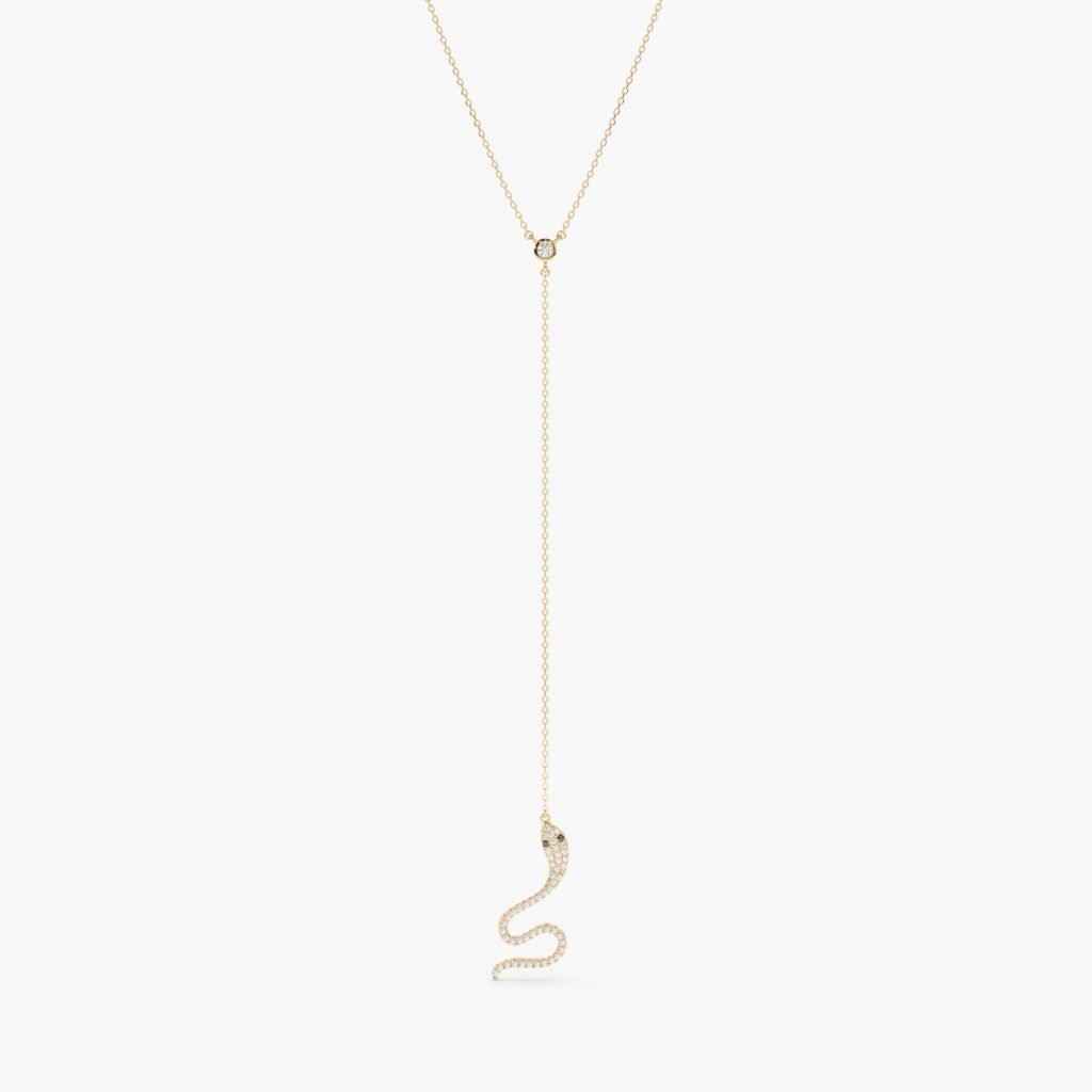 Diamond Snake Lariat Necklace