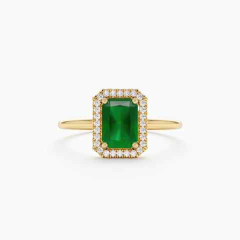 Emerald and Diamond Bold Engagement Ring