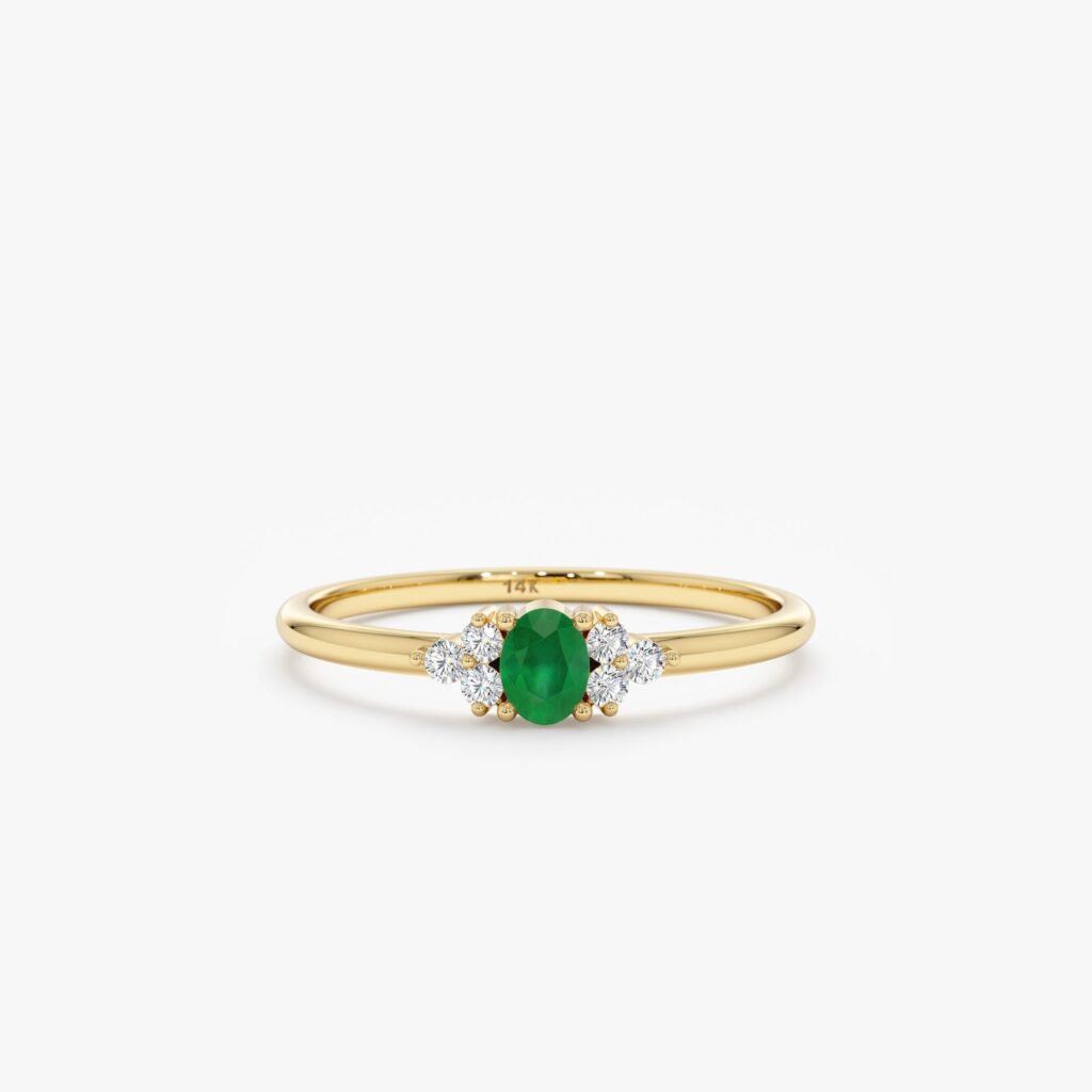 Emerald and Diamond Engagement Ring