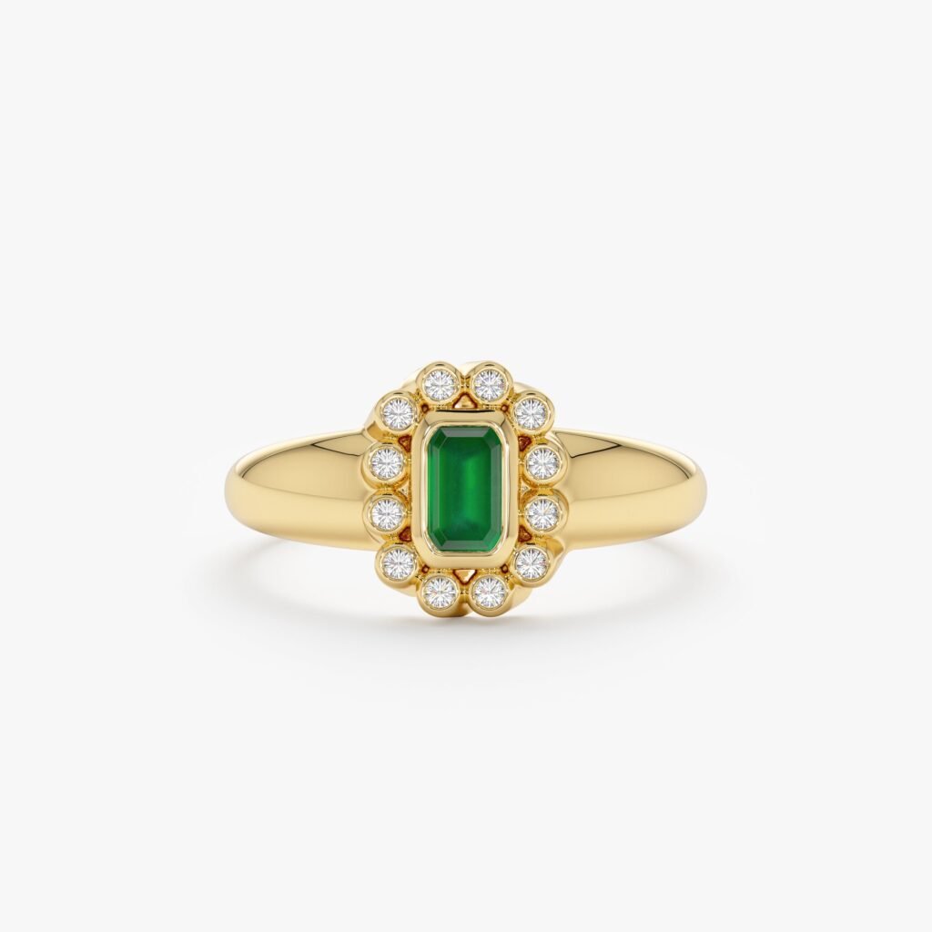 Emerald and Diamond Vintage Ring