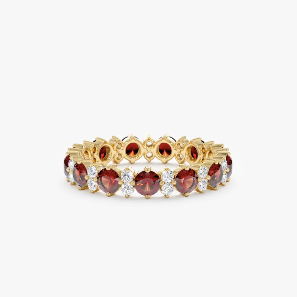 Garnet and Diamond Eternity Band