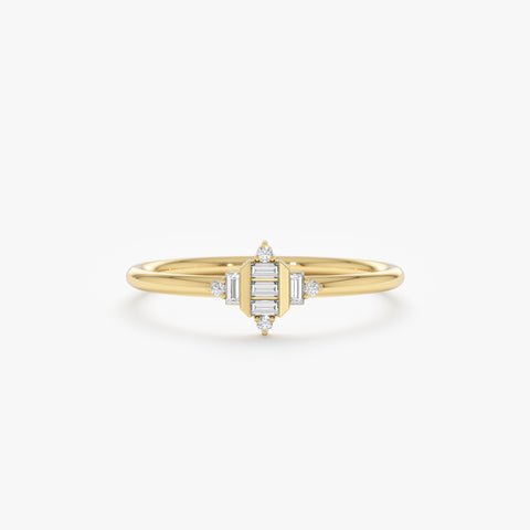 Minimalist Diamond Art Deco Ring