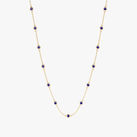 Multi Blue Sapphire Station Necklace