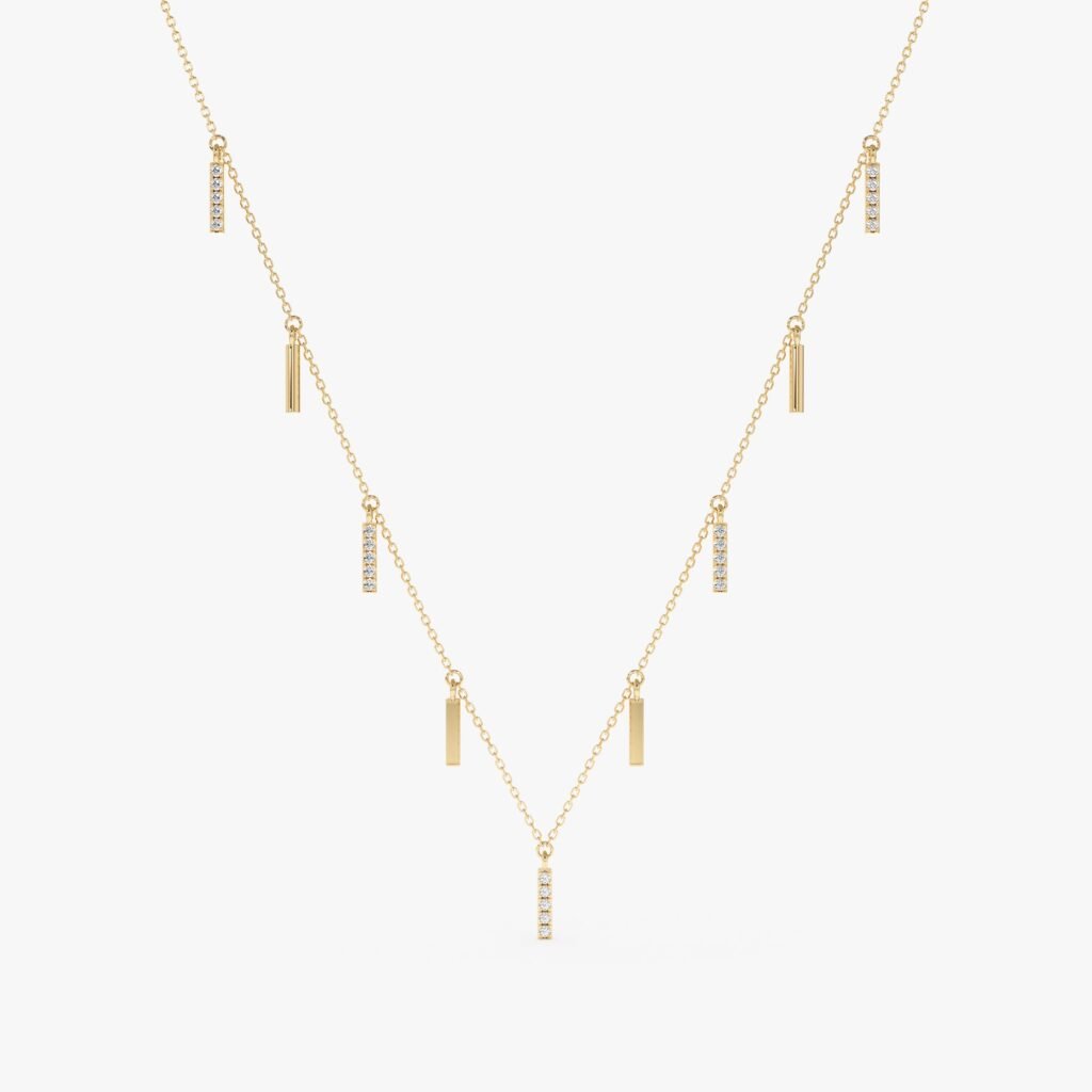 Multi Diamond Bar Necklace