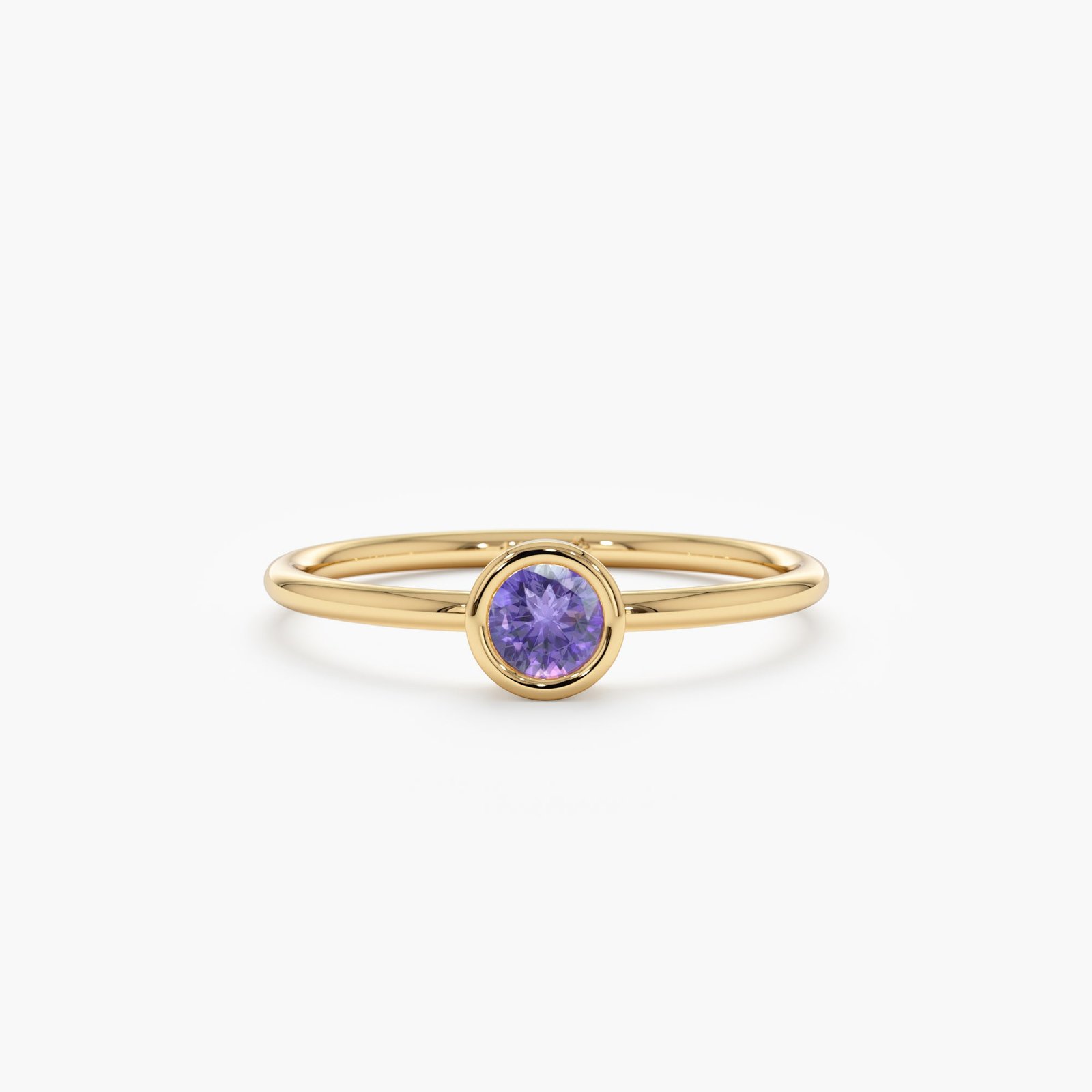 Natural Amethyst Bezel Ring, Vienna Natural Amethyst Bezel Ring