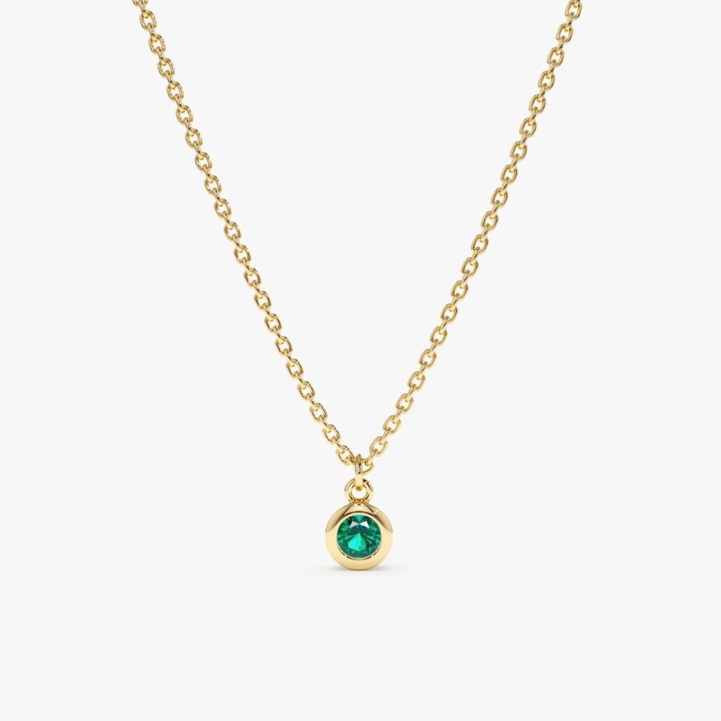 Natural Emerald Bezel Necklace