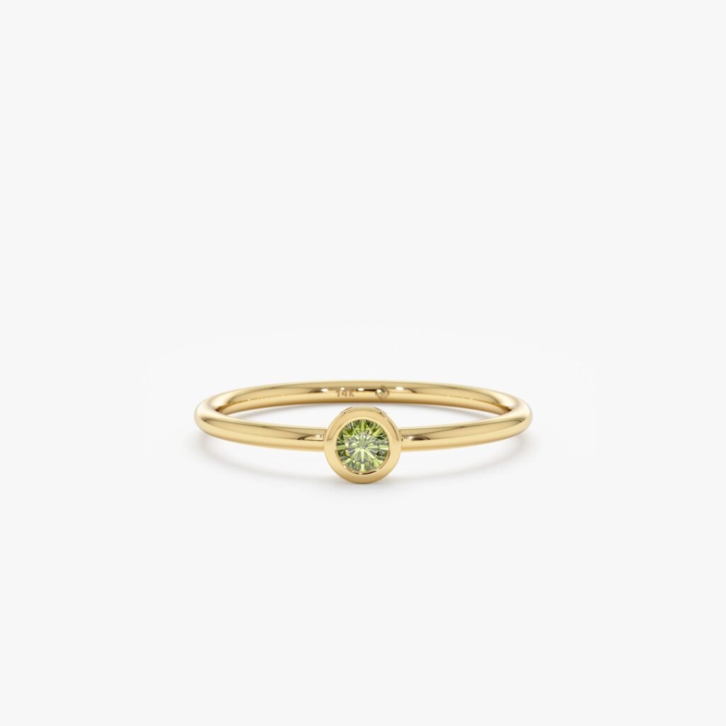 Natural Peridot Bezel Ring