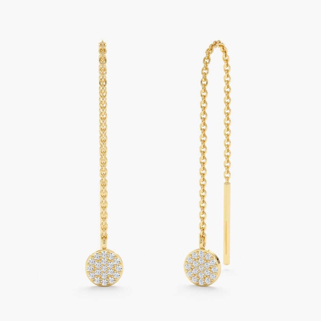 Paved Diamond Threader Earrings