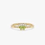 Peridot Diamond Crown Ring