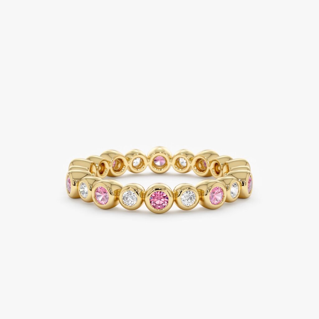 Pink Sapphire and Diamond Eternity Band