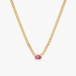 Pink Sapphire Cuban Chain Necklace