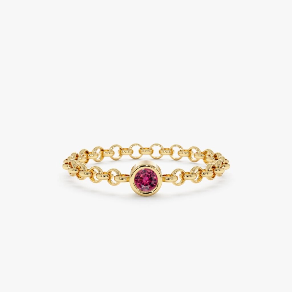 Pink Tourmaline Chain Ring