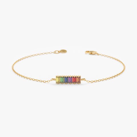 Rainbow Sapphire Bar Bracelet