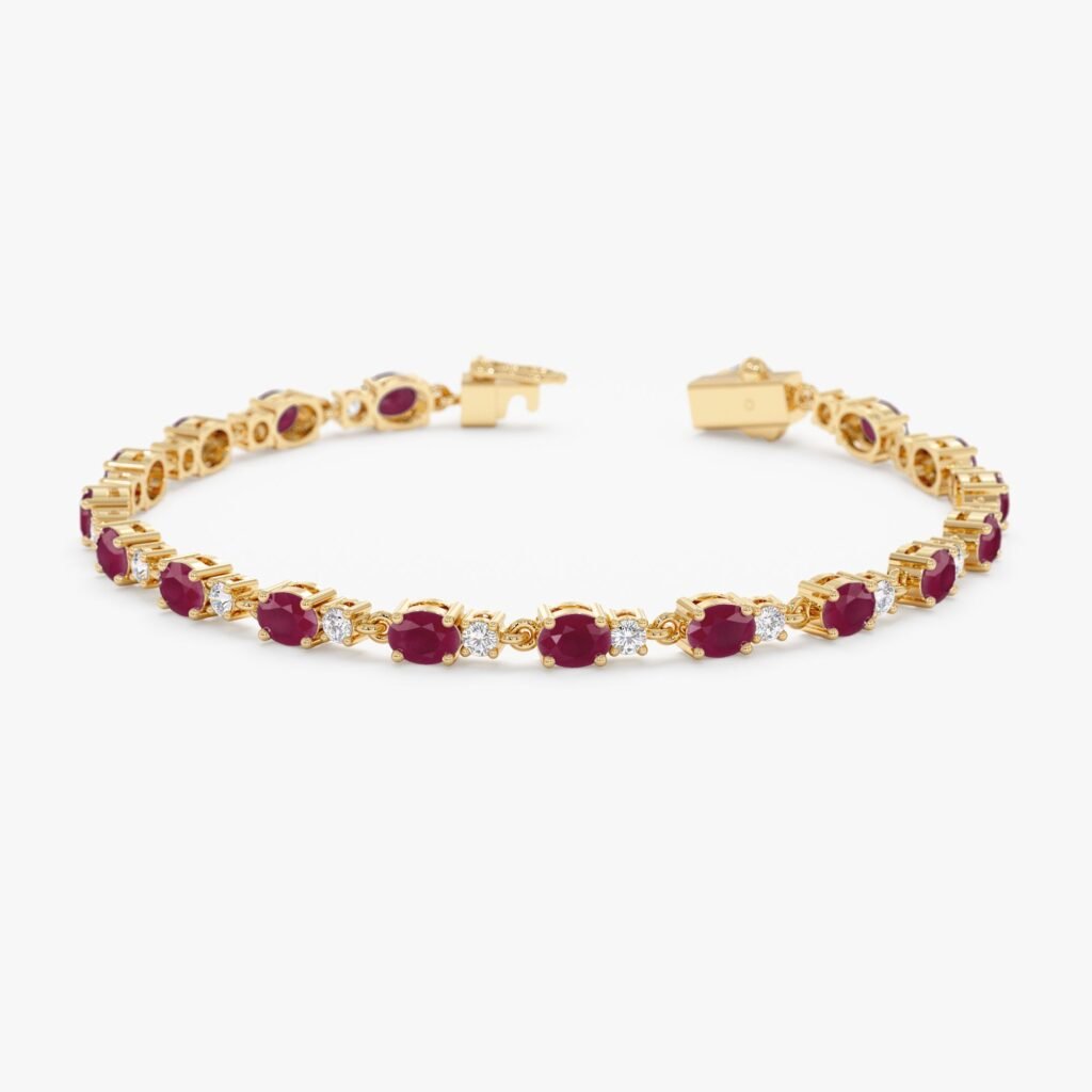 Ruby Diamond Garland Eternity Bracelet
