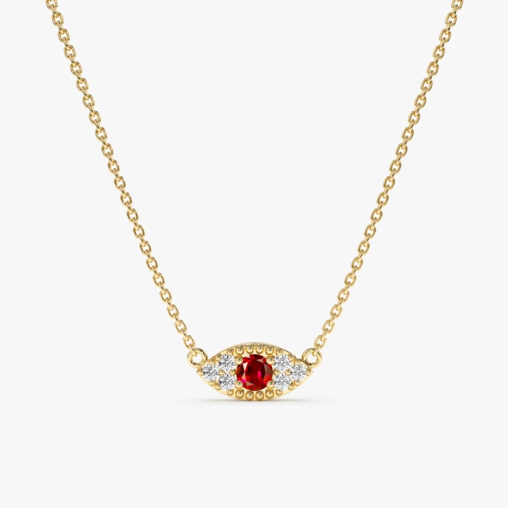 Ruby & Diamonds Eye Necklace