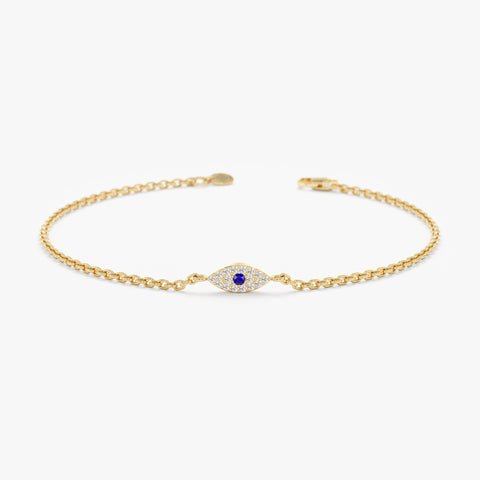 Single Sapphire Diamond Eye Bracelet