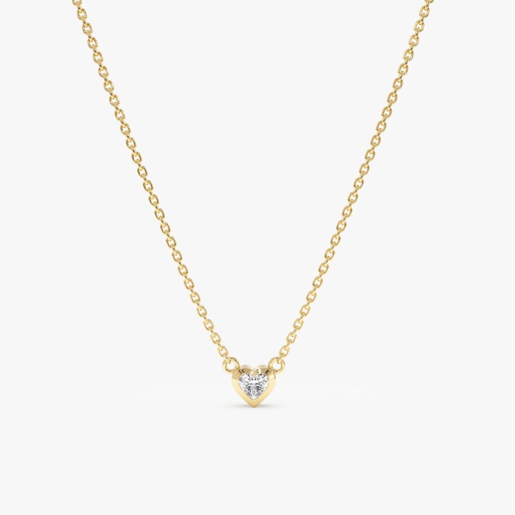 Solitaire Diamond Heart Necklace